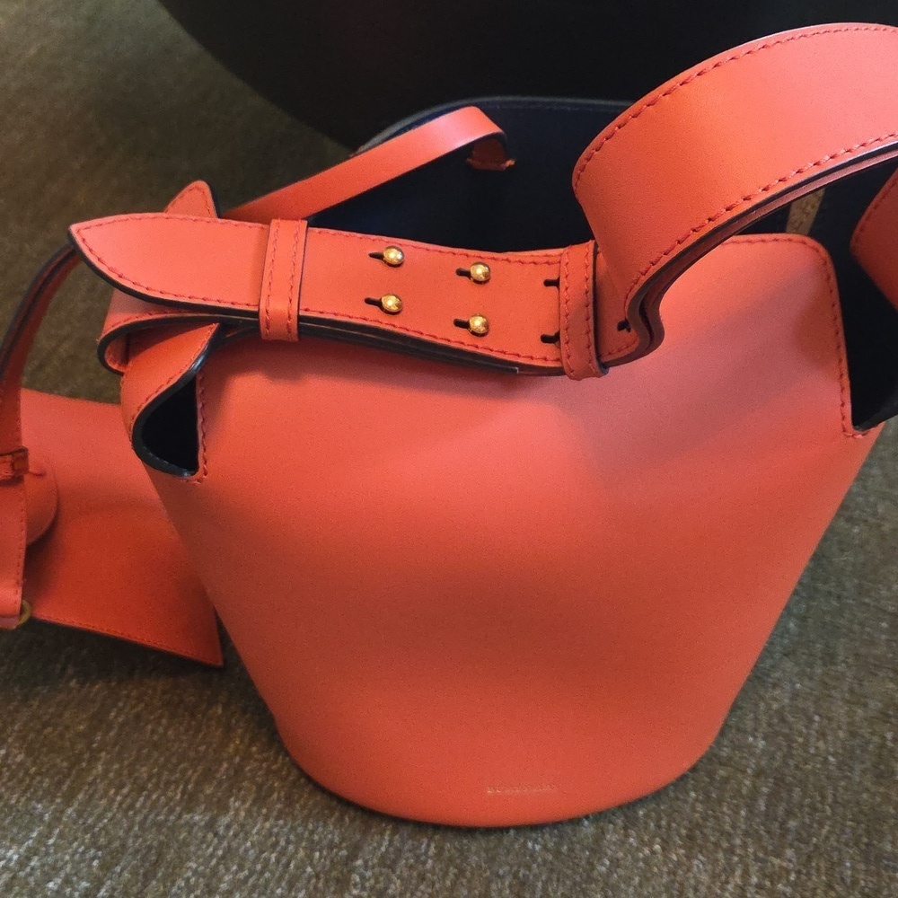 NWT Authentic Burberry Handbag Supple Calfskin Bucket Clementine - Picture 14 of 16